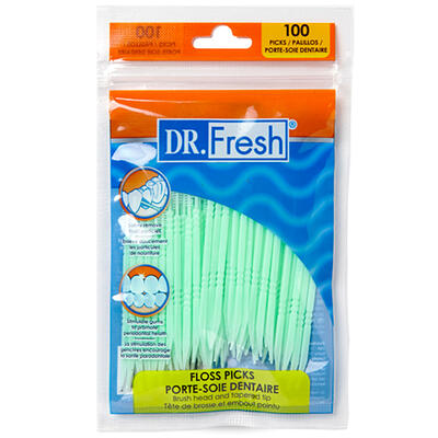 Dr. Fresh Dental Floss Picks Soft Bristles 100 ct