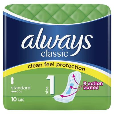 Always Classic Pads Standard 10 ct