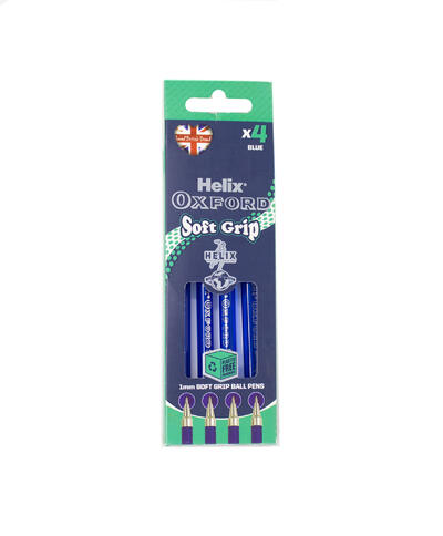 Helix Oxford Soft Grip Pens Blue 4 ct