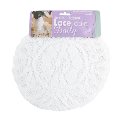 Lace Table Doily Round White 10'' Set of 3