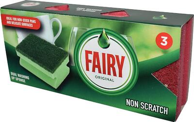 Fairy Original Sponge Scourer Red 3 pack