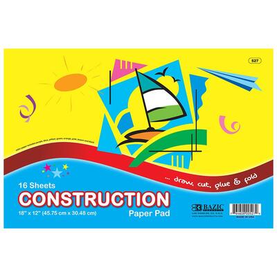 Bazic Construction Paper Pad 18'' x 12''