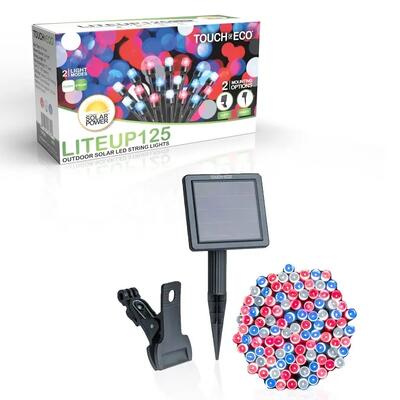 Touch Of Eco Liteup 125 Led Solar String Lights Red White Blue