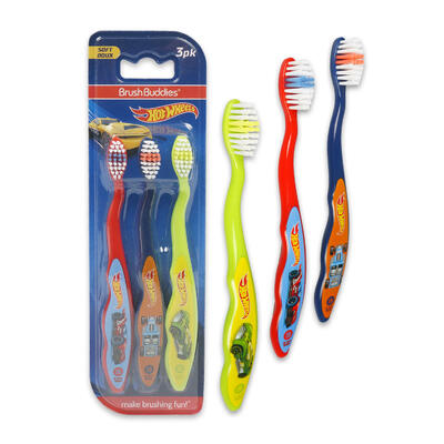 BrushBuddies Hot Wheels Toothbrush Soft 3pk