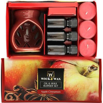 Apple Cinnamon Candle Oil And Wax Burner Set