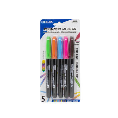Bazic Fancy Colors Fine Tip Permanent Markers 5ct