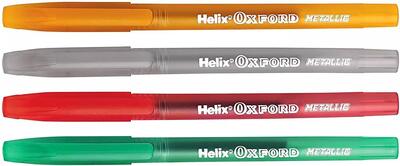 Helix Oxford Metallic Ballpoint Pens 4 pack