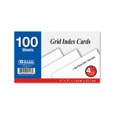 Bazic Quad Ruled Index Card 3 x 5 '' 100 Sheets