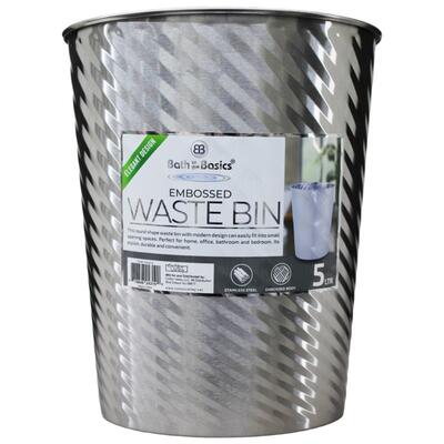 Bath To The Basics Embossed Waste Bin 5ltr