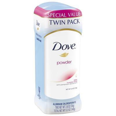 Dove Antiperspirant Deodorant Invisible Soilid Powder Twin Pack 2.6 oz