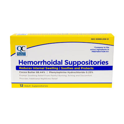 QC Hemorrhoidal Suppositories 12ct