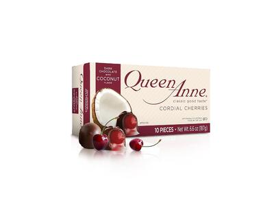 Queen Anne Cordial Cherries Dark Chocolate With Coconut Flavor