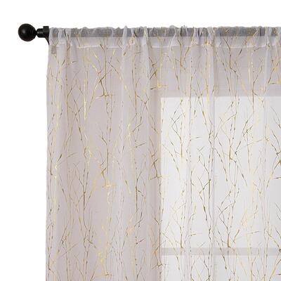 Snow Voile White/Gold Double Panel With Metallic Print 2x38x84