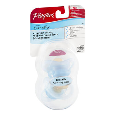 Playtex Ortho Pro Silicone Pacifier With Sterilizing Cover 2 pack