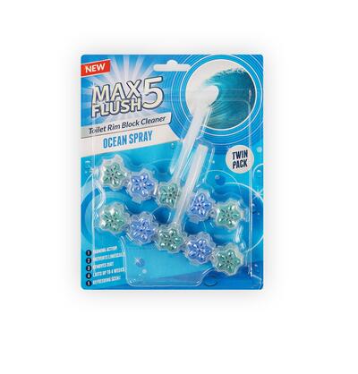 Max Flush 5 Toilet Rim Block Cleaner Ocean Spray 2 pack