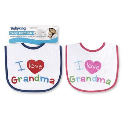 Baby King Grandma Loves Me Bib 1 count