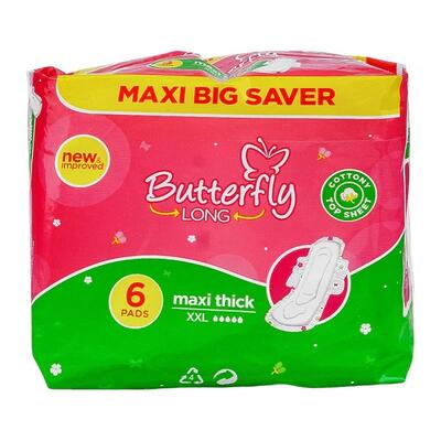 Butterfly Long Maxi Thick Sanitary Napkins 6ct