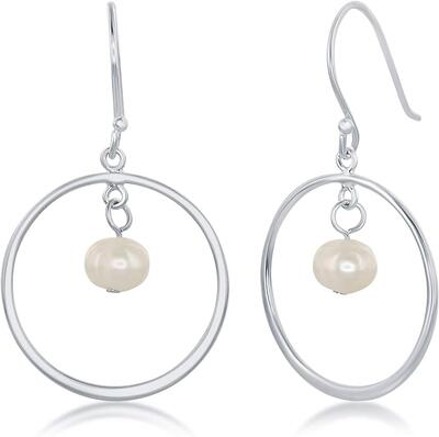 Lila Pearls Hoop Earrings