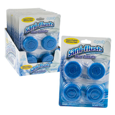 Sani Flush Toilet Bowl Cleaner Tab Blue And White 4pk