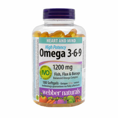 Webber Naturals High Potency Omega 3-6-9 1200 mg 180 Softgels