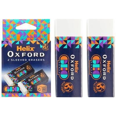 Helix Oxford Sleeved Erasers 2pk