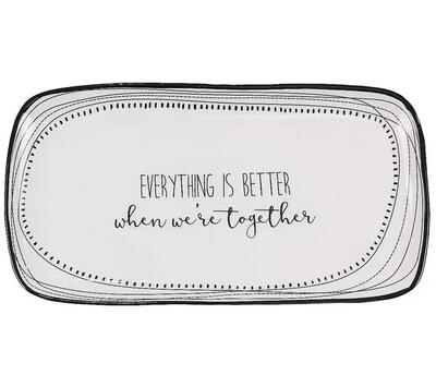 White/Black Ceramic Platter 13.4x7.1