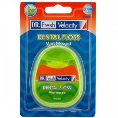 Dr Fresh Velocity Dental Floss Mint Waxed 130 yds