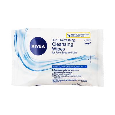 Nivea 3in1 Refreshing Cleansing Wipes 25 count