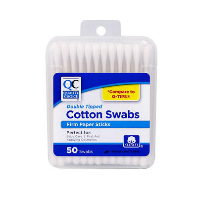 QC Double Tipped Cotton Swabs Firm Paper Sticks 50 swabs