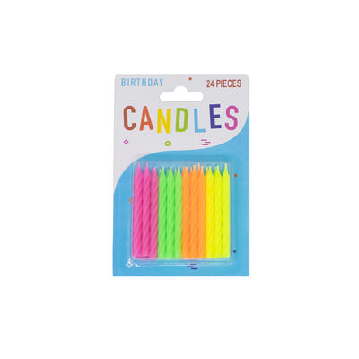 DNR Birthday Candles Neon Assorted 24 ct