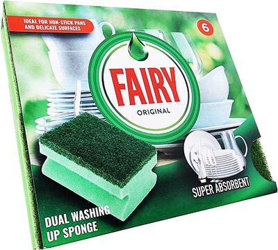 Fairy Original Sponge Scourer Green 6 pack