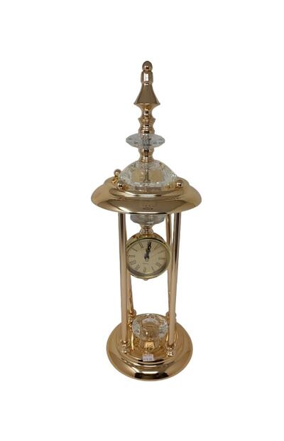 Candle Holder Gold With Clock In Middle 1 count