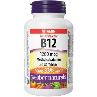 Webber Vitamin Timed Release B12 1200mcg Methylcobalamin 80 Tabs