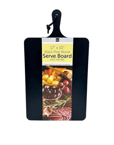 Black Pine Wood Serve Board With Handle 17x10 1 count