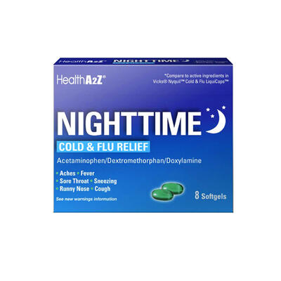 HealthA2Z Nighttime Cold & Flu Relief Softgels 8 count