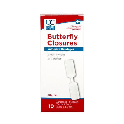 Quality Choice Butterly Closures Adhesive Bandages 1cm x 4.6cm 10 count