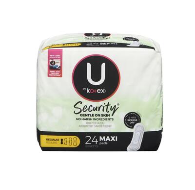 Kotex Security Maxi Pads With No Wings Regular 24 count