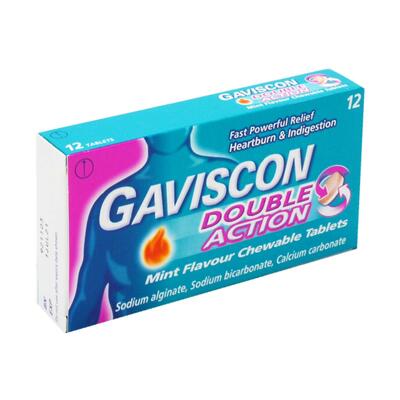 Gaviscon Double ActionChewable Tablets Mint Flavour 12 ct