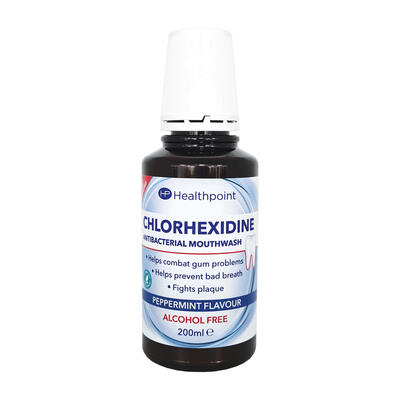 Healthpoint Chlorhexidine Antibacterial Mouthwash AF Peppermint 200ml