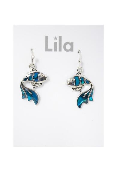 Lila Fish Paua Shell Earrings