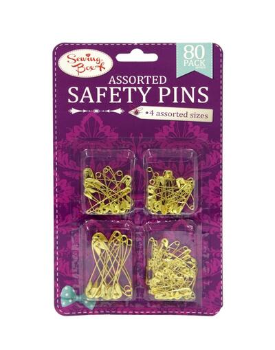 Sewing Box Safety Pins Gold Assorted Size Gold 80 count