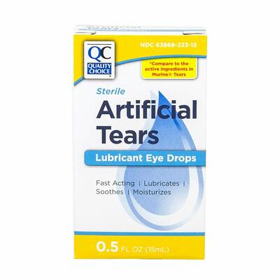 Quality Choice Sterile Artificial Tears Lubricant Eye Drops 0.5oz