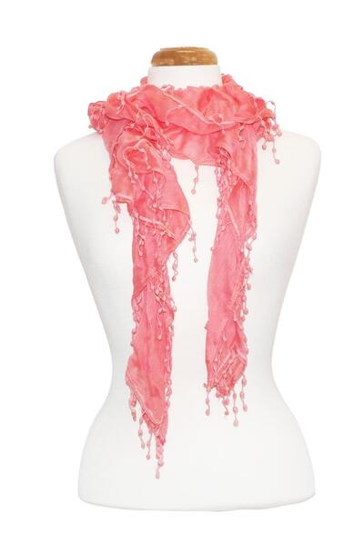 Bunchy Pom Pom Fringe Scarf Assorted