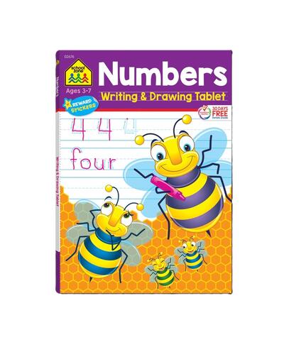 School Zone Numbrs Writing & Drawing Tablet Workbook Ages 3-7