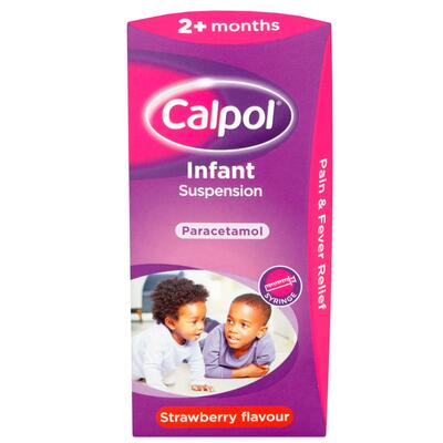 Calpol Sugar Free Infant Suspension Paracetamol Strawberry 2+Months 100ml