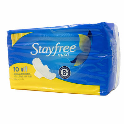 Stayfree Maxi Pads Regular With Wings 10 count