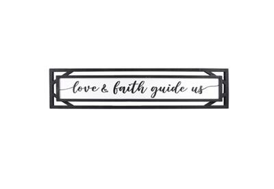 Wall Sign Love And Faith Black/White Wood 36x9