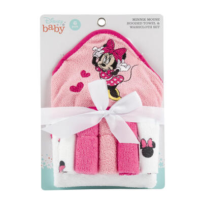 Disney Baby Minnie Mouse Hooded Towel & Washcloth 6 pieces