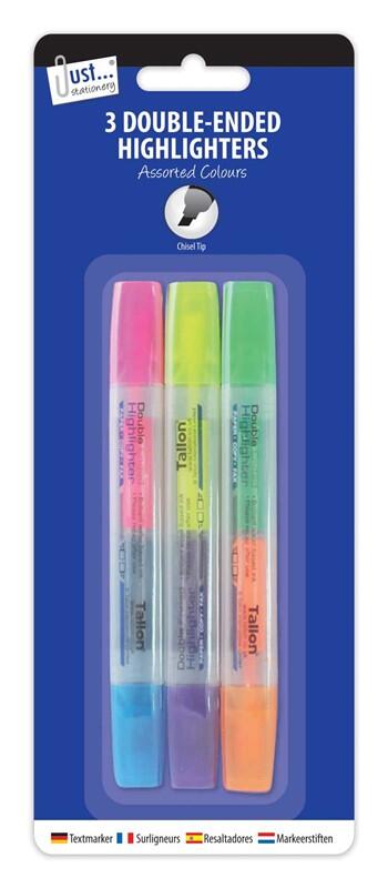 3 Double Ended Highlighters 6 Colours