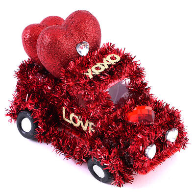 Valentine Tinsel Red Truck With Heart 6